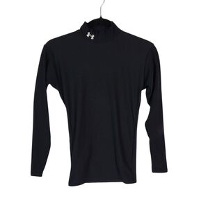 Under armour coldgear black long sleeve mock neck base layer top kids sz s/m
